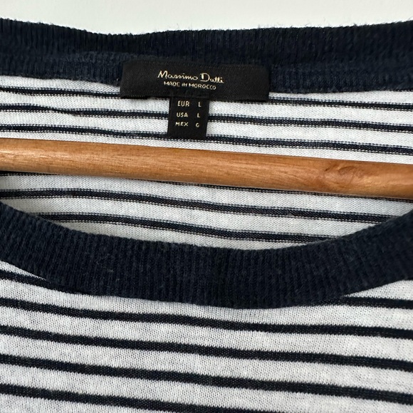 Massimo Dutti Linen Stripped Tshirt in Navy - Size L - Picture 6 of 6